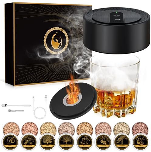 AVUMDA Electric Whiskey Smoker Kit, USB-C Rechargeable Cocktail Smoker Kit with 8 Flavors Wood Chips, Built in Lighter No Butane for Bourbon Whiskey, Cocktails, Wine, Coffee, Food, Mens Gift for Lover