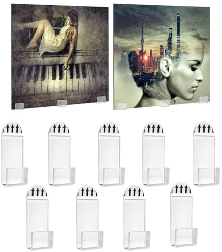 AOEVUIR 9 Pcs Porta Vinili da Parete Trasparente in Acrilico Autoadesivo Ideale per Esposizione Dischi Vinile e Foto Piccolo Appendi Vinili CD