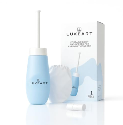 LUXEART Bidet mobile SPA, bidet de voyage à la main avec poche, flacon Peri de 400 ml, douche intime portable en bleu bébé, la douche intime est idéale pour les grossesses, deux variantes de