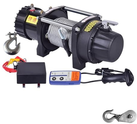 Polipasto eléctrico portátil, cabrestante montado en vehículo de 12 V 24 V para autoservicio todoterreno y levantamiento pesado