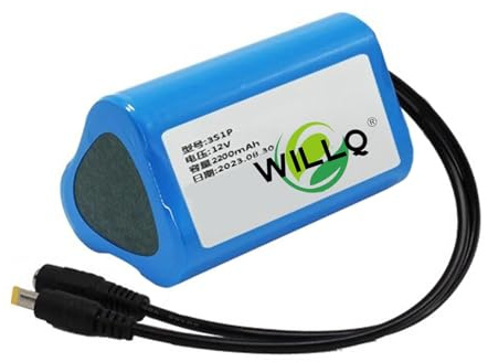 WILLQ Batería de Iones de Litio Recargable de 12 V CC (1800 mAh a 49 000 mAh) para Barras de Luces LED, robótica, cámaras, farolas y diversas lámparas de 12 V.,2200mah b