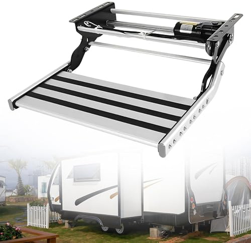 CIELOBLOEN Escabeau Rétractable Électrique pour Camping-Car, Marchepied Pliable à Haute Capacité de Charge, Pédale Large Antidérapante pour Motorhome, Caravane SingleLayerElectric