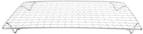 SHOWERORO Rejilla de malla rectangular de acero inoxidable con patas para barbacoas al aire libre, hornear, asar y hacer fogatas. Parrilla de enfriamiento de 28 x 18 cm.