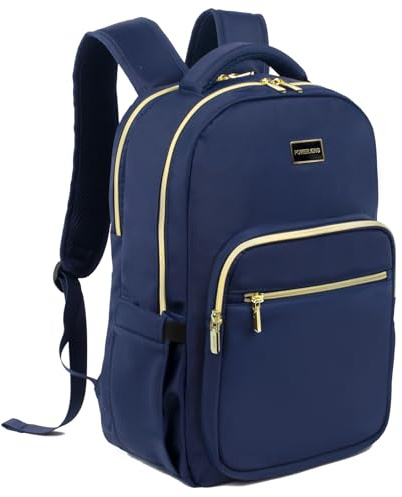 POWER KING 15.6'' Laptop Backpack Womens/Mens, Waterproof Rucksack Bag with Anti-theft Pouch, Lightweight Small Backpack Casual Daypack for Travel/College/Work (Navy Blue, 25L)