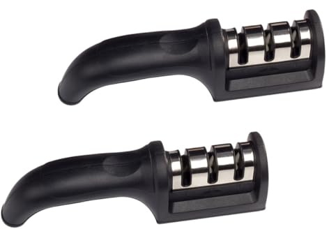 NUOBESTY Aiguiseur de Couteaux Manuel 2 Pièces Diamant Rapide, Plastique Noir, Confortable à Tenir et Coins Arrondis Cuisine Pratique