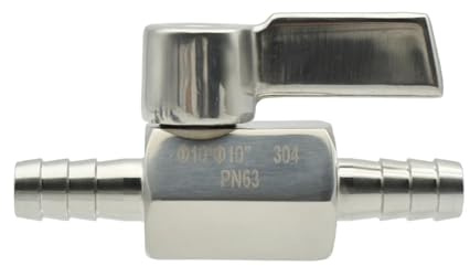 Válvula de bola MINI de acero inoxidable 304, 7 mm - 25 mm, con espiga for manguera, 2 mangueras de aire, agua y aceite, conector de tubo, microválvula(Silver,8mm x 8mm)