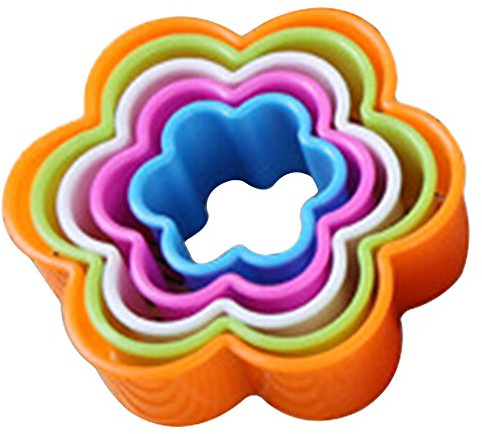 Gemini _ Mall® Lot de 5 emporte-pièces multicolores en plastique en forme de fleur pour pâtisserie/biscuits, plastique, fleurs, Taille unique