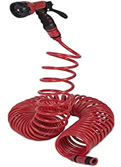 Kreator® espiral Manguera de jardín 15 metros + pistola mano de ducha Manguera en espiral