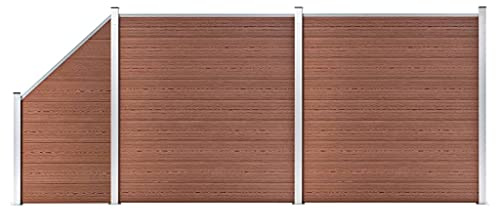 vidaXL WPC Zaun-Set 2 Quadrate + 1 Schräge 446x186 cm Braun