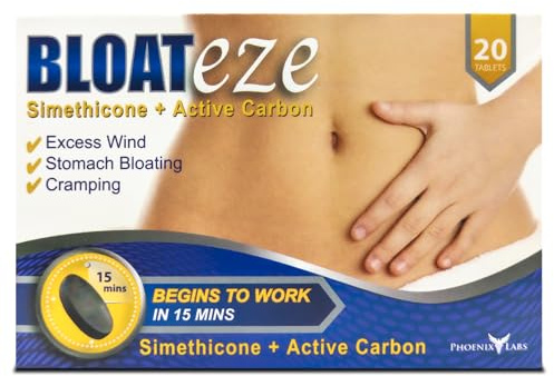 Bloateze Stomach Bloating, Cramping & Trapped Wind Relief for Adults | Begins to Work in 15 Minutes | with Active Carbon (20 Tablets)