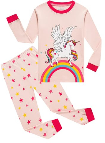 Qzrnly Petit Filles Girafe Ensemble 2 Pièces Bien serré Coupe étroite Pyjama 100% Coton, Modèle 12, 9-10ans