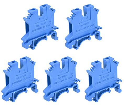 sourcing map Morsettiere a vite per montaggio su guida DIN UK2.5B, confezione da 40 pezzi, colore: blu