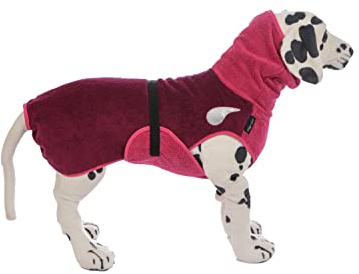 drop-tex Hundebademantel - Beere - Pink - Rückenlänge 25cm - 90cm auswählbar - 100% Handmade - 100% Baumwolle (Walkfrottier)