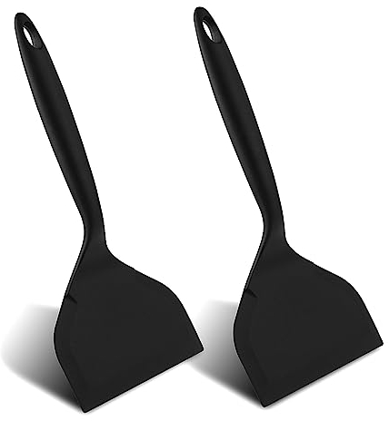 Sibba 2 Stück Pfannenwender Silikon Gummi Spatel Set Wok Spatel Antihaft Silicone Spatula Hohe Hitzebeständigkeit Einteilig Nahtloses Design Kochspatel Für Kochen Backen Pfannkuchen Eier Pizza Burger