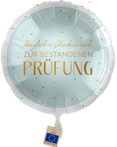 Folienballon Bestandene Prüfung – Glückwunsch Ballon Mint Gold | Geschenk und Deko für Abitur, Bachelor, Master, Führerschein, Meisterprüfung & Staatsexamen – Made in EU