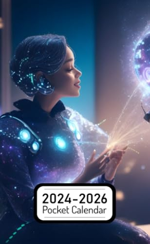 Pocket Calendar 2024-2026: Two-Year Monthly Planner for Purse , 36 Months from January 2024 to December 2026 | Chatting with artificial intelligence | Magical sparkles | Tech gadgets