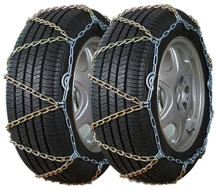 Rutschfeste Notfall-Reifenketten, Schneeketten, Reifenkette für Pkw, Schneeradketten für die meisten Autos, SUV, ATV, LKW – 2er-Pack 145R15