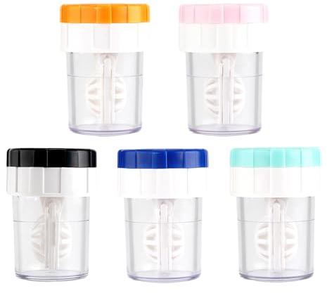 COACOM 5 Teilige Kontaktlinsen-Reinigungsmaschine, Kontaktlinsenreiniger, Manuell Rotierender Kontaktlinsen-Reinigungsbehälter, Tragbare Reinigungsmaschine (5 Farben)