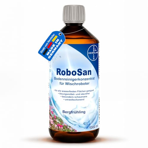 HERRLAN® RoboSan Bodenreiniger - Konzentrat - 1000 ml - Duft: Bergfrühling | Reinigungsmittel für Wischroboter - Mischungsverältnis 1:200 - Universalreiniger - Für alle Saugroboter mit Wischfunktion.