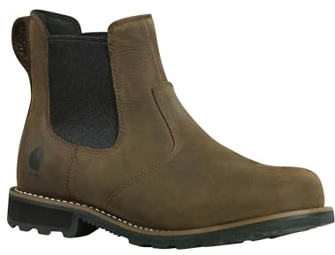 Carhartt Men’s Frontier Water Resistant Chelsea Work Boots - Rugged Leather Upper, Soft Toe Comfort, EVA Midsole & Grip Outsole, Mossy Brown - 11 W