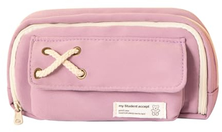 Kytpyi Federmäppchen, Mäppchen Aesthetic, 21 * 11.5cm Groß Stiftemäppchen mit 3 Fächer Reißverschluss für Schule Büro Hochschule Haus, Haltbar Modish Federtasche Jungen Mädchen Erwachsene(Lila)