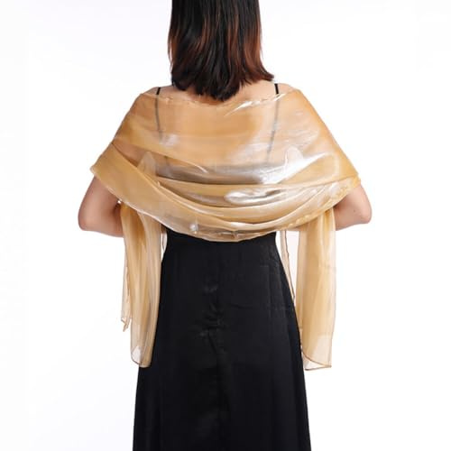 JAWSEU - Chal de raso para mujer, bufanda de raso y envoltura para mujer, elegante, gasa y estrellas, bufanda, chales suaves, bufandas, para mujer, para vestido de boda, boda, ceremonia,, champán