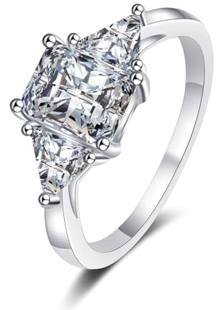 Bandring 585 Weißgold Zierlich, Damen Verlobungsring Hochzeitsring 14 Karat Echt Gold mit Im Labor Gezüchteter Diamant 3ct, E, VS1, Gr. 47 (15.0)