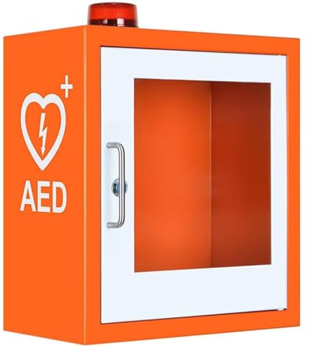 An der Wand montierter AED-Aufbewahrungsschrank,AED-Erste-Hilfe-Schrank aus Metall,Defibrillator-Alarmbox mit Schlüssel und Alarm,Erste-Hilfe-Schrank,Metallstahlplatte,passend for meisten AED-Modelle