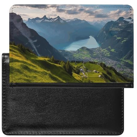 Reisepassschutz, Schweiz Alpen bedruckt, Reisepassschutz, langlebig, Schwarz, Einheitsgröße, modern, Schwarz , Einheitsgröße, Zeitgenössisch