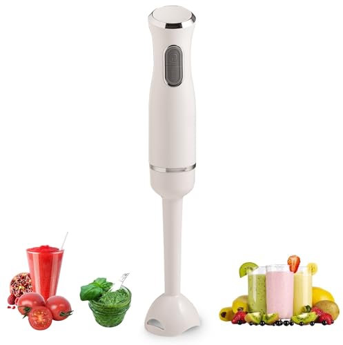 Innoliving Frullatore a Immersione, Potenza 400W, 2 Velocità con Tasto Turbo, Gambo Removibile, Lame in Acciaio INOX, Anello per Appendere, Potente e Versatile (Gambo in Plastica)
