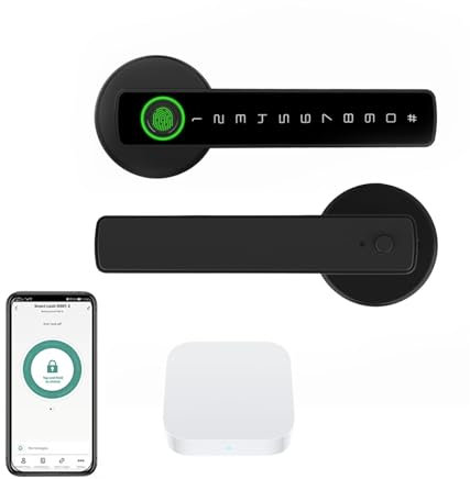 Serrure Connectée, Serrure a Code, Tuya Serrure de Porte Intelligente à Empreintes Digitales avec Déverrouillage D'application Mobile, Déverrouillage Des Empreintes Digitales/Cartes/Clé/Code