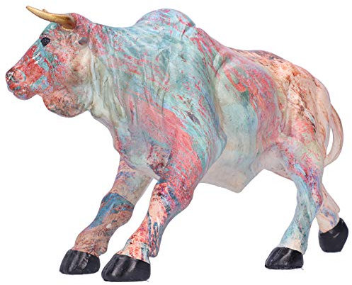 Aladeno Polyresin Stier-Figur, Heimdekoration, Stier-Skulptur, Kunstharz-Figur, Ochsenstatue, Ölgemälde-Stil, Tierhandwerk, Ornament, Heimkunst-Dekoration, Stierstatue,