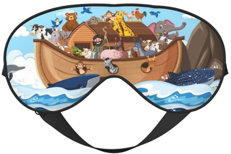 Tiere auf Arche Noah Schwimmende Schlafmaske, Augenmasken für Schlaf Doppelseitig, Schlafmasken für Frauen Männer, Verdunkelung Augenabdeckungen zum Schlafen, Reisen