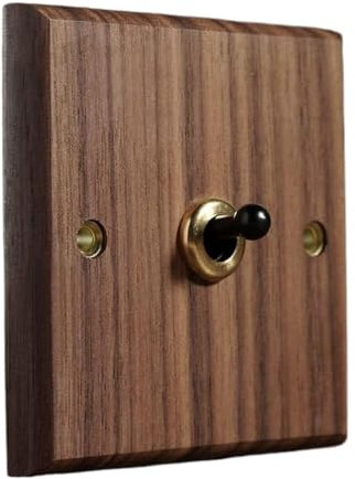 BPABDEITR Interruptor de luz de palanca, Interruptor de luz de pared simple de madera maciza for el hogar, interruptor hecho a mano for dormitorio, restaurante, estudio, interruptor de luz de palanca