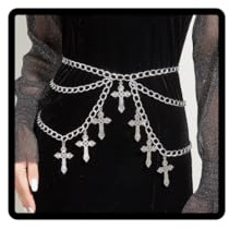 Resweky Cadena de pantalones cruzados multicapa, estilo hip hop, gótico, punk, con borlas, cadena de metal, cadena de cintura, cadena de cartera, joyería corporal para mujeres y hombres, regalos,