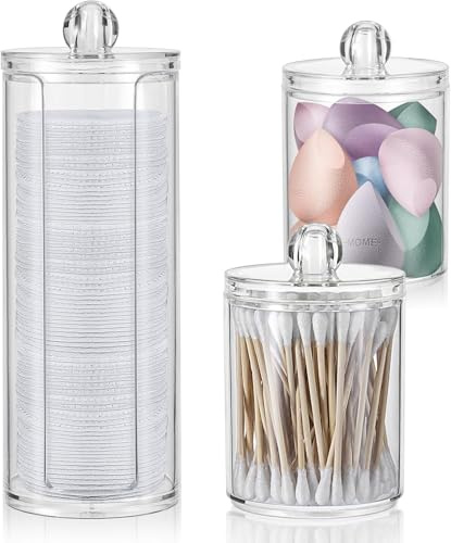 imi shop 3 Pezzi di Organizer Trucchi，Organizer Bagno，Porta Trucchi Da Bagno，Porta dischetti struccanti con coperchio,contenitore per bastoncini di cotone,per comòda, bagno, camera da letto
