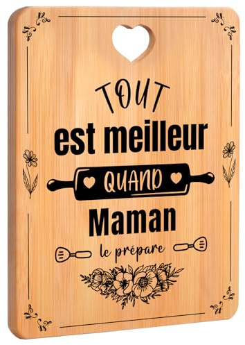 Cadeau Maman, Cadeau Fete des Meres, Cadeau Maman Original - Planche à Découper en Bambou, Idee Cadeau pour Maman Fete des Meres