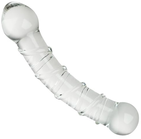 Dildo de cristal de doble punta con punta de hongo y textura en espiral, juguete sexual para mujeres, masturbación en pareja