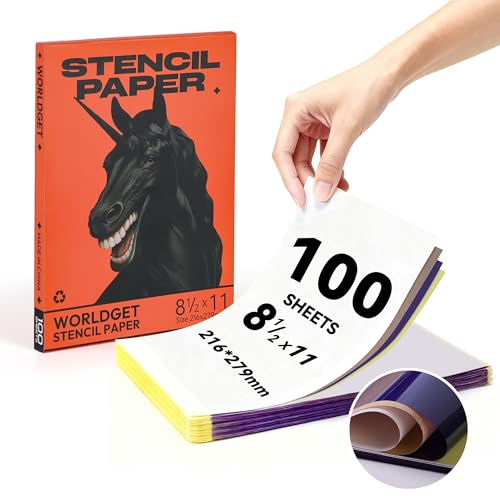 worldget Stencil Papier 100 Blätter Tattoo Papier A4-Format Tattoo-Transfer 4-Lagiges Design Klar 216 * 279mm