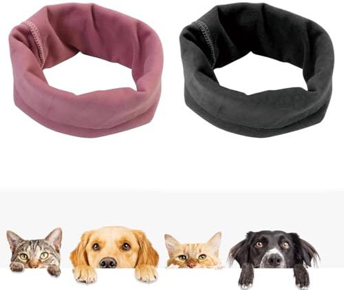 FveVqe 2 Pcs Dog Ear Defenders, Dog Ear Protectors for Anxiety Relief, Grooming and Force Drying, Comfortable Dog Ear Cover for Noise-Sensitive Environments(Pink and Black)