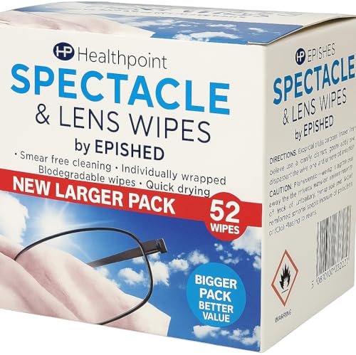 Healthpoint Spectacle Wipes Extra Value 6 Packs of 52 – 312 Pre-Moistened Lens Cleaning Wipes for Glasses, Sunglasses, Phone Screens, Cameras, Laptops – Streak-Free, Quick Dry, Individually Epished