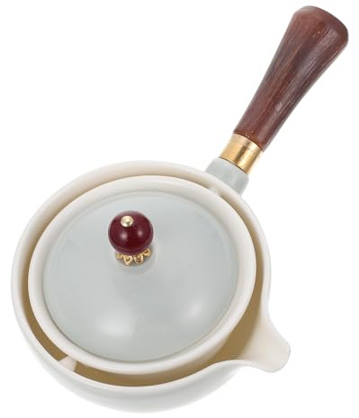 TOYANDONA Teiera in Ceramica Bianca con Manico Laterale Ergonomico Bollitore da Cucina Leggero e Facile da Pulire Adatta per Tè Sfuso e Infusi Design Elegante per Uso Domestico e Piccoli