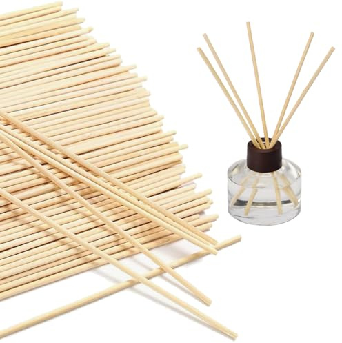 100PCS Reed Diffuser Sticks,18cm Wood Rattan-Reed Sticks Replacement Essential Oil Aroma Diffuser Glass Bottles-Diffuser Refills for Home, Office Fragrance