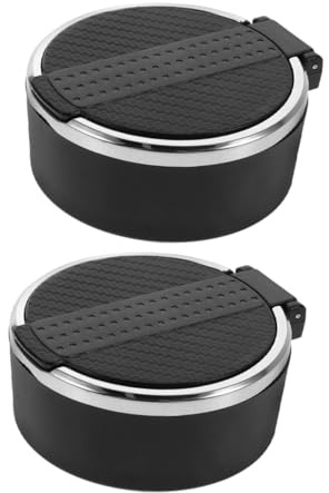 ifundom Cenicero Coche Antiolor con Tapa Innovadora y Diseño Reducido de Plástico, Adecuado como Cenicero para Vehículo y Bandeja para Vasos de Coche, Paquete de 2 Piezas