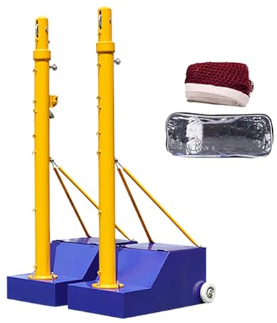 Volleyball-Netzstangen, Freistehende Badminton-Pfosten Mit ° Drehbarem Universalrad Und Mechanischer Riemenscheiben-Befestigungsvorrichtung, für Erwachsene, Jugendliche