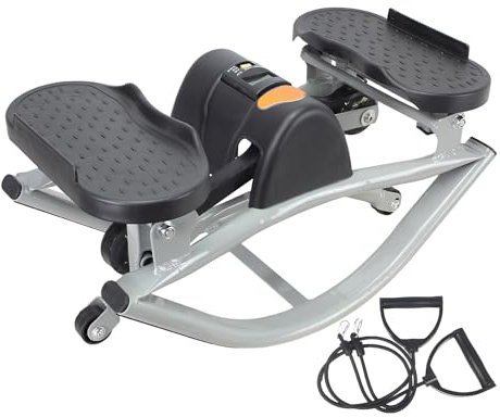 Stepper a dondolo con corda da trazione, allenamento laterale del movimento, 50 x 25 x 25 cm, Stepper Machine, macchina per il fitness, portatile, attivazione muscolare di tutto il corpo, per uomini e