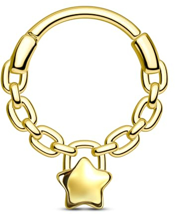 Agrewd Dangly Septum Piercing Schmuck Stern Kette Daith Ring 16G Chirurgenstahl Helix Hoop Clicker 8 10 mm