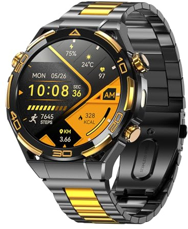 Reloj Inteligente con GPS, AI, Linterna, Brújula, 1.43 AMOLED Pantalla Siempre Activa, Smartwatch Hombre con Notificación Llamadas Bluetooth, 100+ Modos Deportivos, Reloj Inteligente para Android iOS
