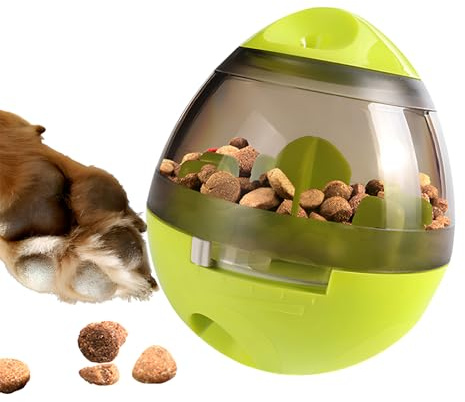 Zellar Treat Dispensing Dog Toy - Dog Treat Ball/Food Dispenser/Interactive Toys/Slow Eating IQ Treat Ball for Small Medium Dogs and Cats (Green)