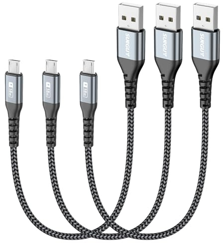 SUNGUY Kurzes Micro USB Kabel [0.3 M 3Stück] Nylon Braided Fast Charger und Data Sync Charger für Samsung Galaxy S7 Edge, Moto G5 Plus,Huawei P0 Lite, Sony Xperia Z5, Kindle Fire